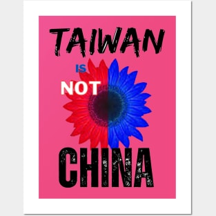 Taiwan is not China - Blue & Red Taiwanese sunflower of hope Posters and Art